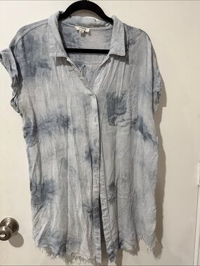 Ingredients Light Blue Tie-Dye Button Front Shirt